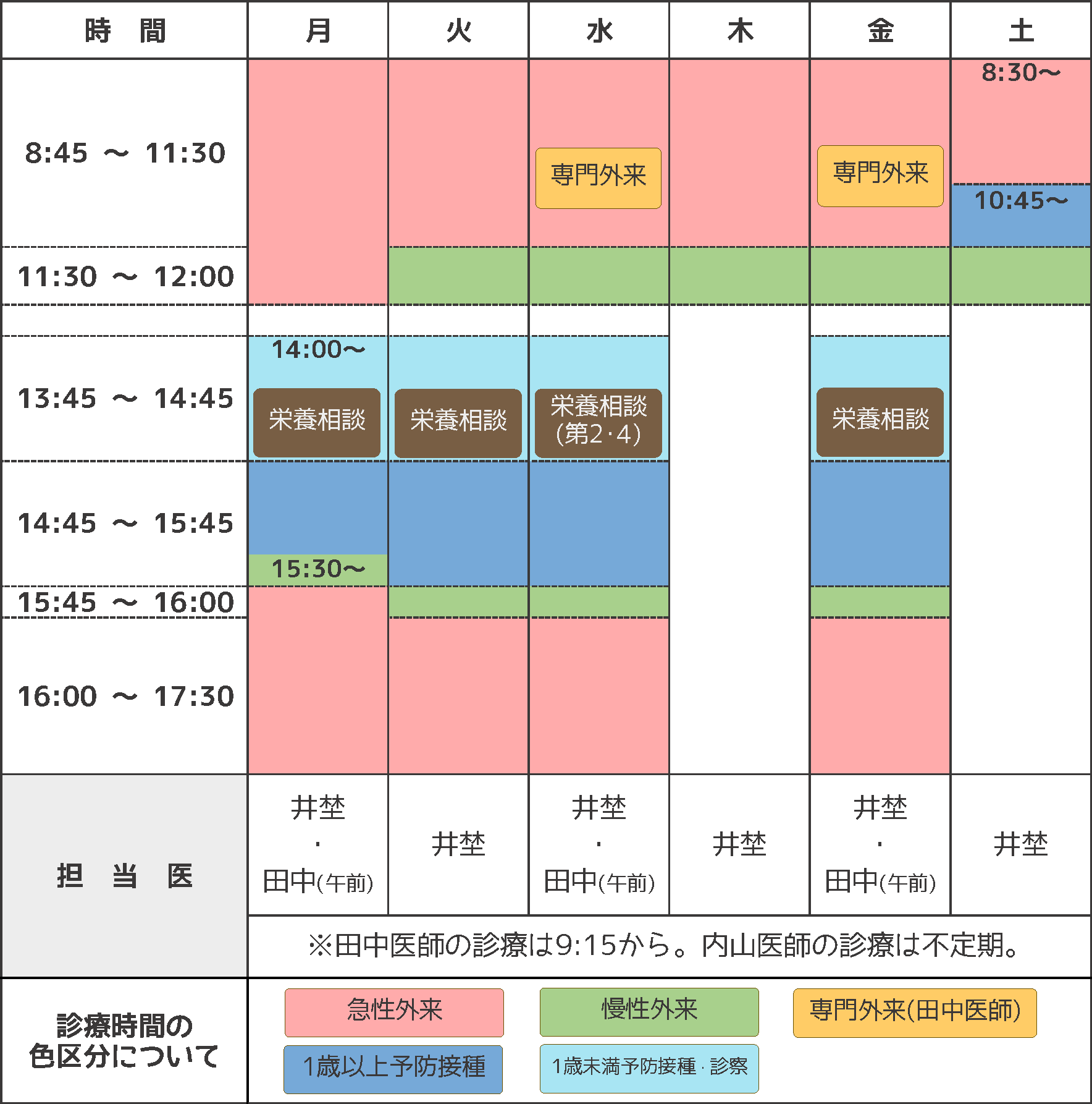 診療予定のご案内